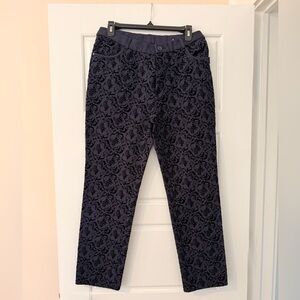 Soft Surroundings Navy Brocaded Patterned Pants